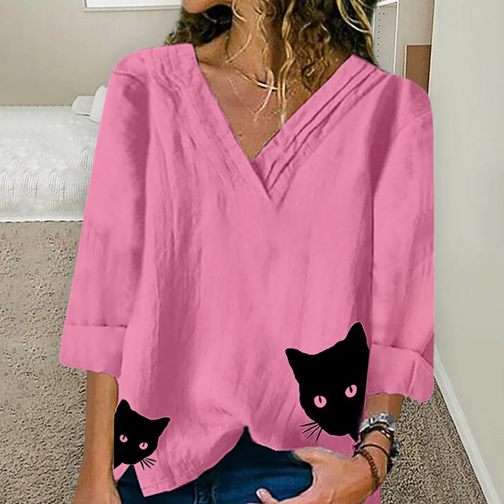 Льняная блузка размера плюс Женская Осенняя Туника 2020 женские свободные топы в