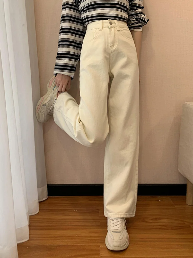 Женские джинсы с высокой талией Новинка весна-осень 2021 маленькие брюки прямые