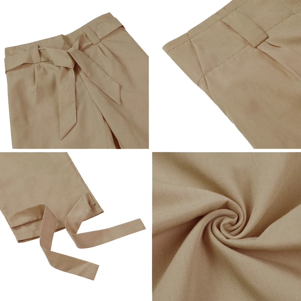 

Casual Slim Chiffon Thin Pants For Women With Sash High Waist Black Khaki Green Pants Woman Trousers