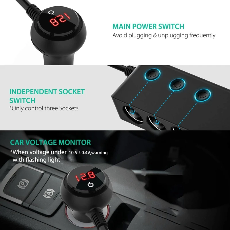 Адаптер для прикуривателя Quick Charge 3 0 120 Вт 12 В/24 В гнезда разветвитель питания