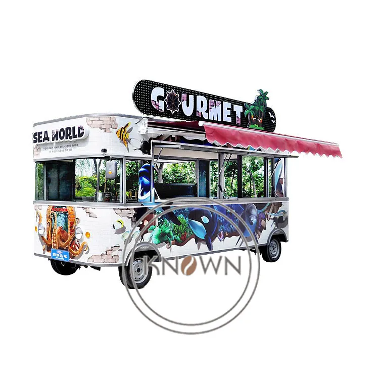 Электрическая тележка для пищевых продуктов мобильный еды с 4 колесами фаст фуд