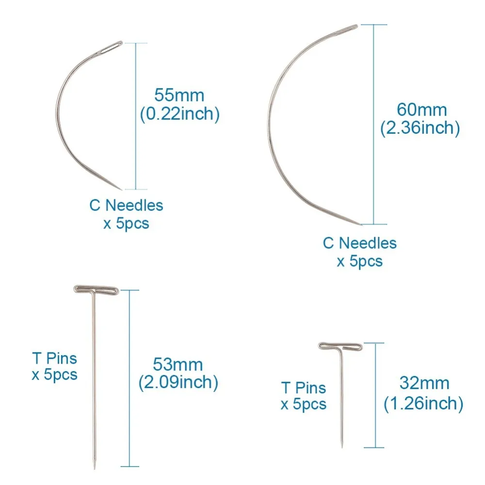 

1Set Flat Elastic Rubber Cords Band DIY Jewelry Accessories, Iron C-shaped Curved Needles and T-shape Steel Needles, Mixed Color