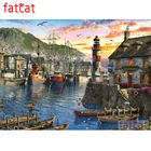 FATCAT 5d diy Алмазная картина Sunrise рыболовный порт полная квадратная круглая дрель Алмазная вышивка распродажа украшение для дома AE2322