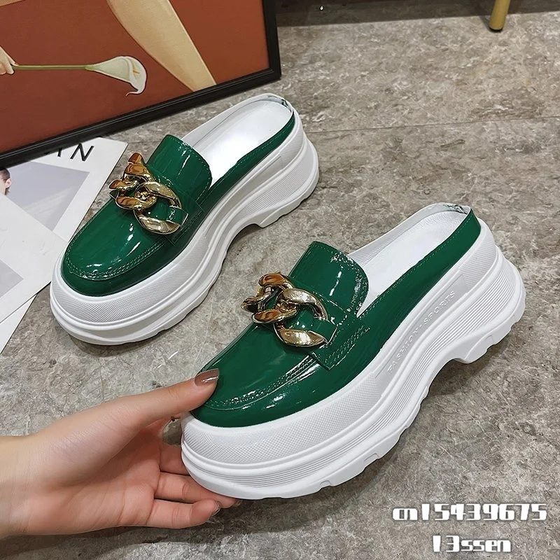 

Summer Women's Slippers Sandal Colored Mueller Shoes Women Thick Soles for Lazy People Wear Fashion Leather Instagram Pop Shoes