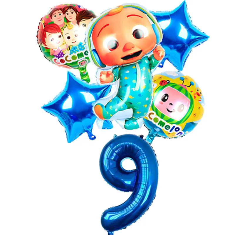 6 шт./компл. Cocomelon воздушный шар 32 дюйма с цифрами для детского дня рождения