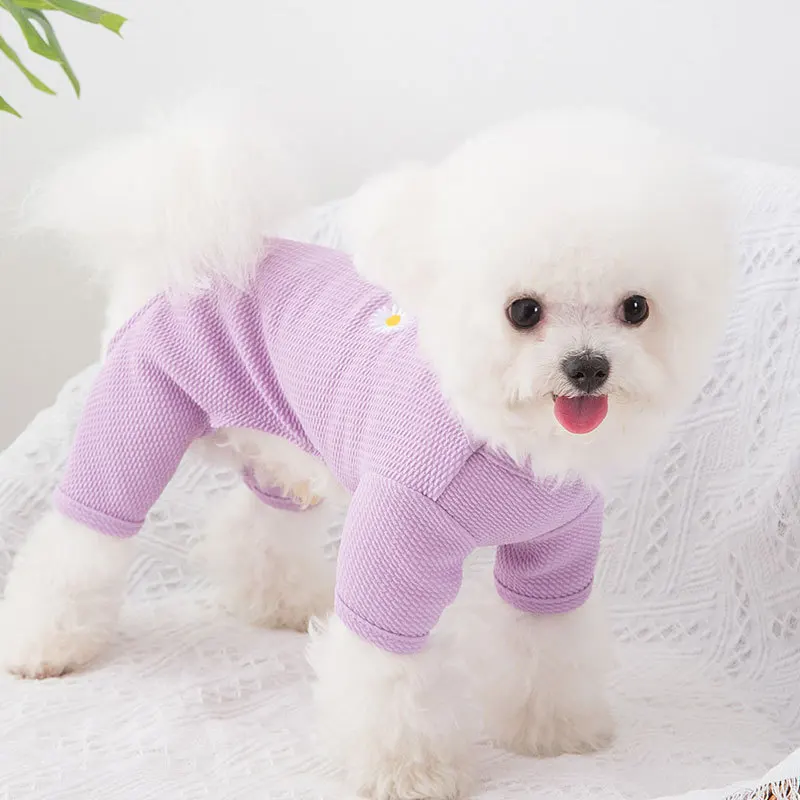 

Home Clothes for Small Dog Cute Flower Printed Pet Tracksuit Summer Comfortable Breathable 4 Legs Dogs Clothing