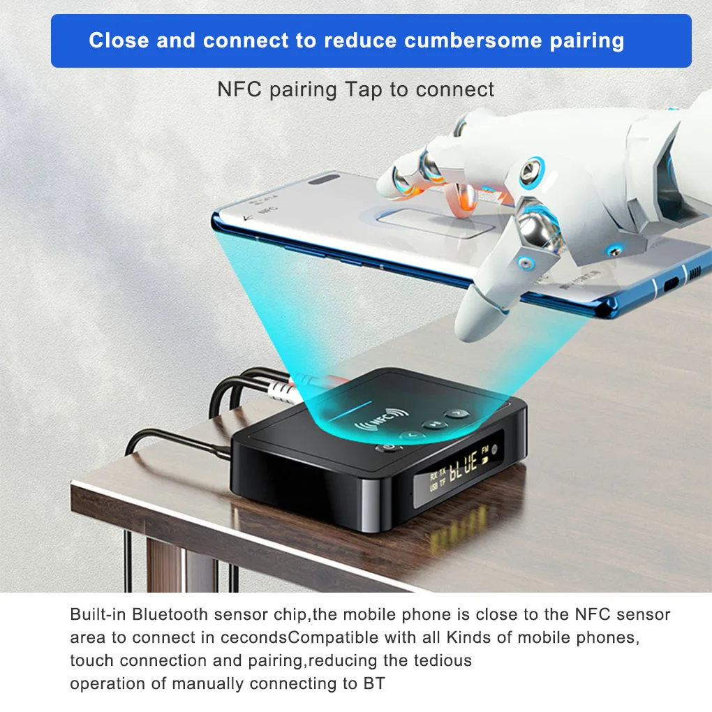 Bluetooth-compatible 5.0 Receiver Transmitter FM Stereo AUX 3.5mm Jack RCA Optical Handsfree Call NFC Bluetooth Audio Adapter TV |