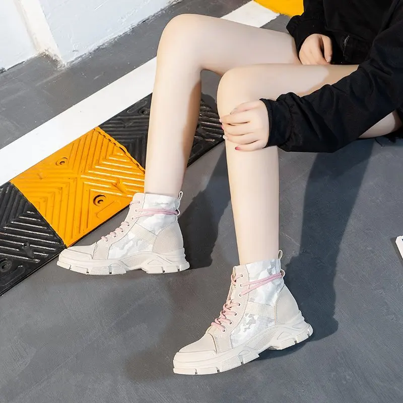 Fujin 2020 осень зима новый стиль камуфляж холст Loue Up уличные женские ботинки модный