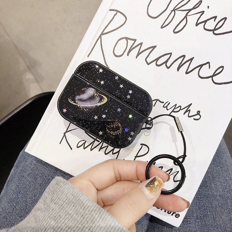 Блестящий чехол для наушников Airpords Pro универсальный блестящий со звездами Apple