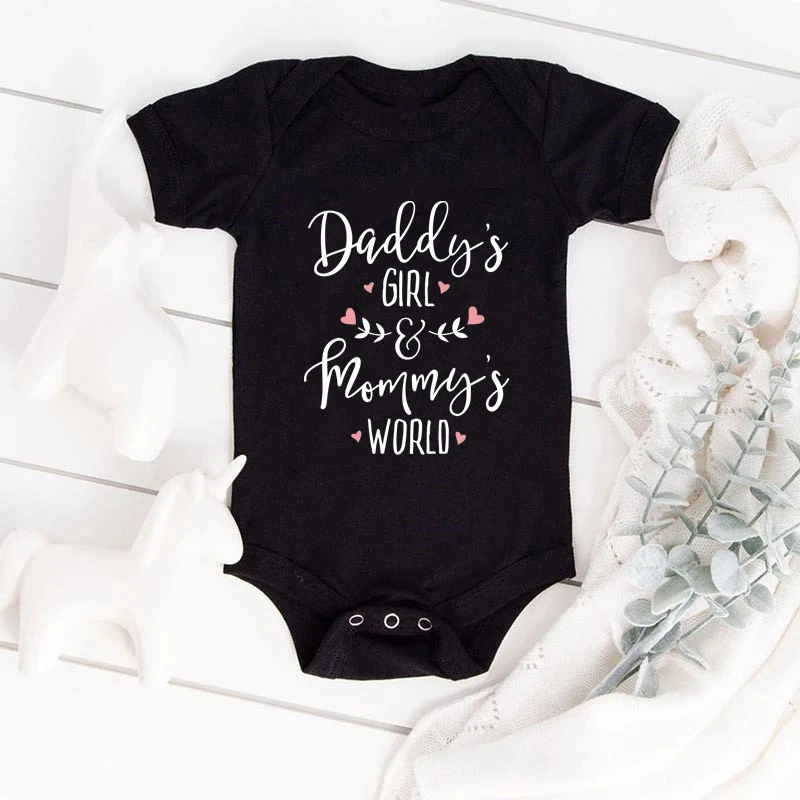 

Daddy's Girl Mommy's World Baby Girls Clothes Cotton Newborn Bodysuit Cute Short Sleeve Baby Body Suit Baby Girl Clothes Oneises