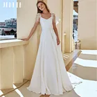 Элегантное свадебное платье JEHETH с V-образным вырезом и аппликацией для женщин, с коротким рукавом, а-силуэт, очаровательные свадебные платья 2021 с поясом