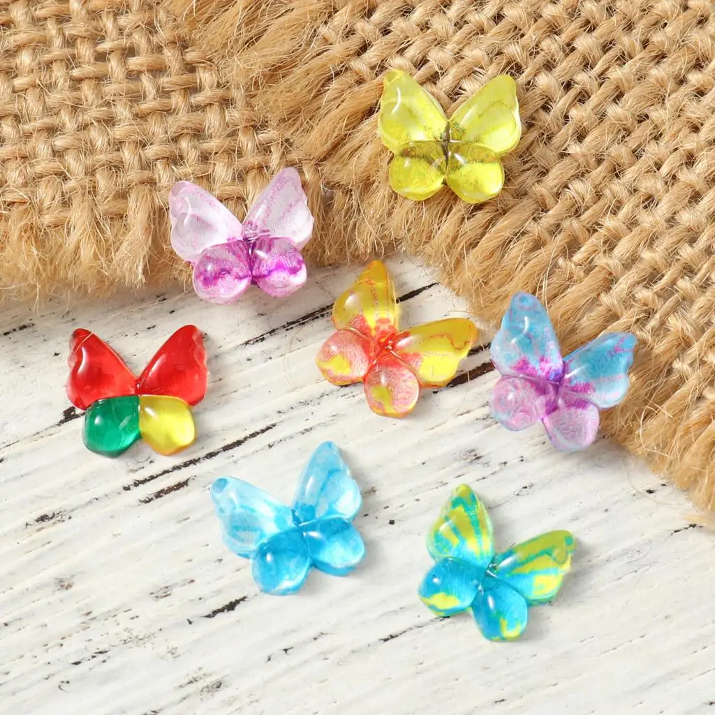 

Multicolor Resin (No Hole) Cabochon Butterfly Animal Embellishments for DIY Jewelry Making Art Decoration Findings 10x9mm,50PCs