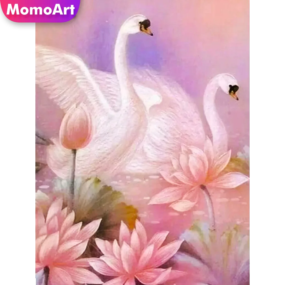 

MomoArt Алмазная вышивка лебеди картины из страз Алмазная живопись животные наборы мозаики вышивка крестиком подарок ручной работы