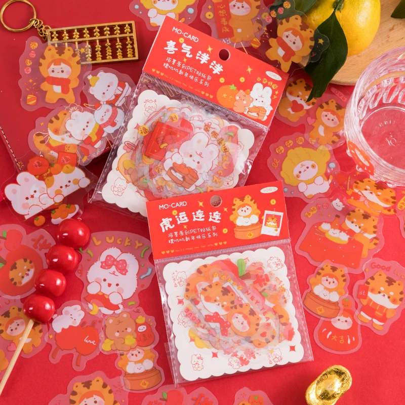

8pakcs/LOT happy New Year series Creative decoration DIY adhesive stationery PET sticker