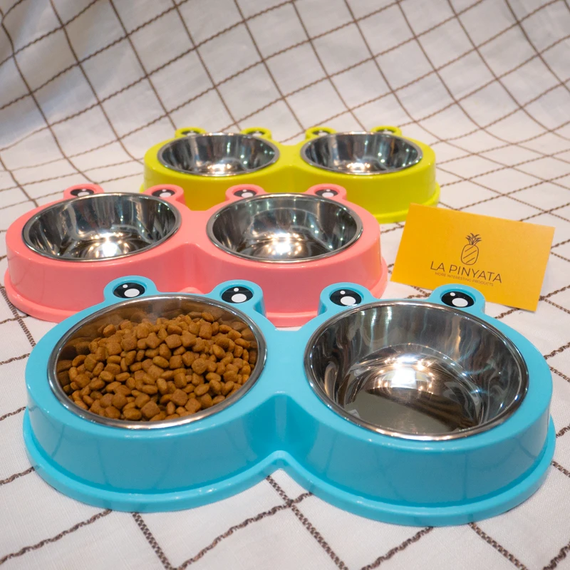 Скидка товары для домашних животных двойные миски собак из нержавеющей стали