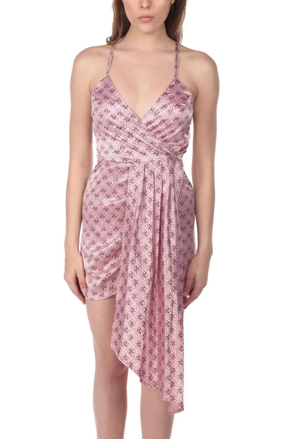 

Patterned Satin Dress-Pink