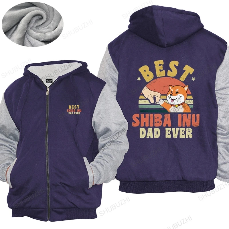 

Cotton warm coat Men winter zipper Tops Vintage Japanese Shiba Inu thick hoody Best Dog Dad Ever hoodies Brand thick hoody