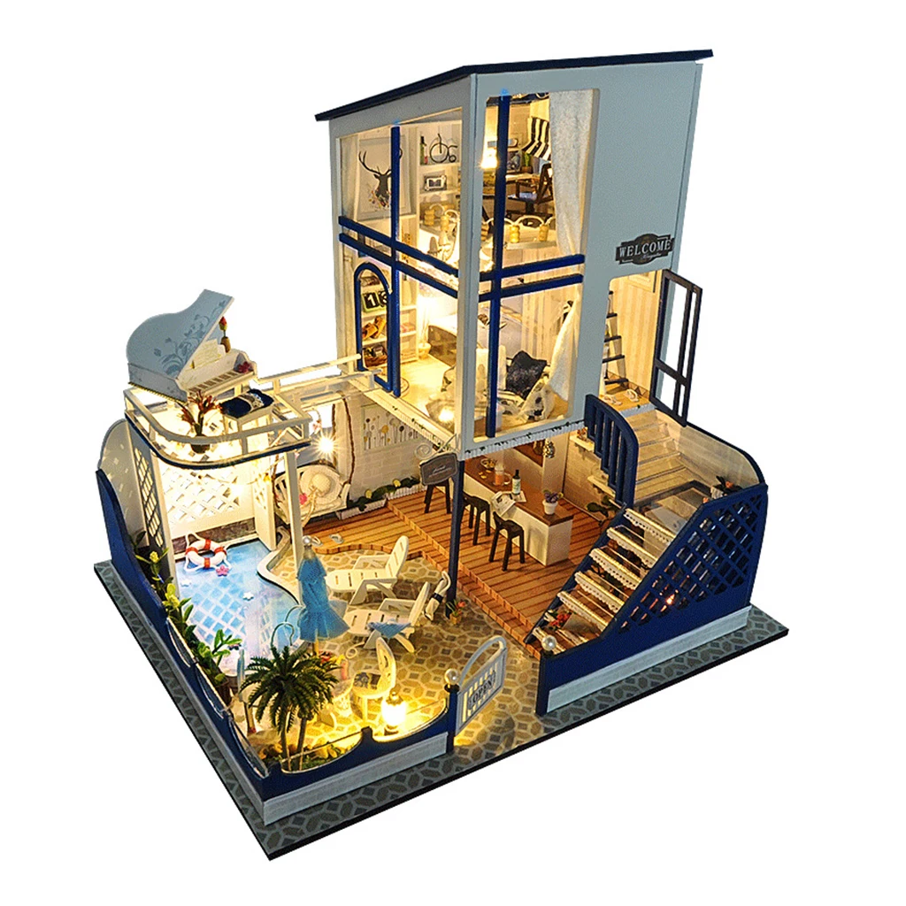 

DIY House Toy Dollhouse with Furniture DIY for Kids Adults Lover