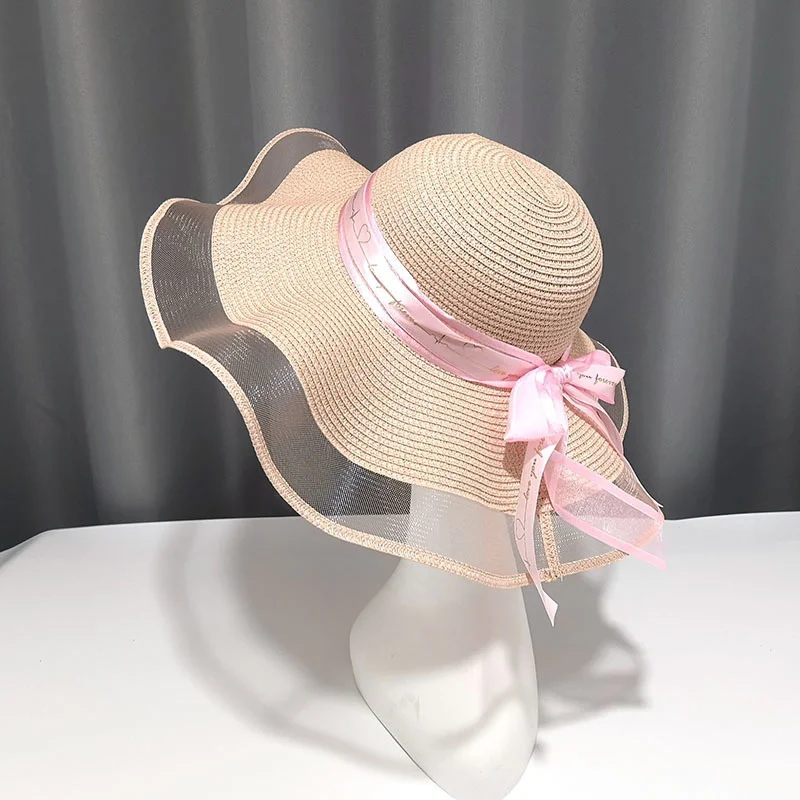 

Straw hat with a wide edge simple straw beach rentals fashion ladies will see folding