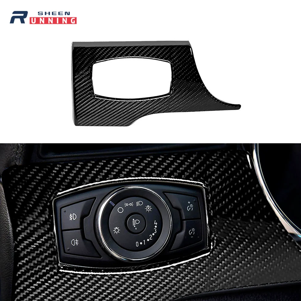 

Fit For Ford Mustang(2015-2017) Real carbon fiber control headlight switch panel cover car interior modification