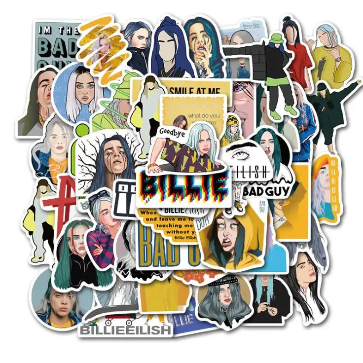 Мультфильм забавная девочка Билли эйлиш водонепроницаемый ПВХ стикер s гитара