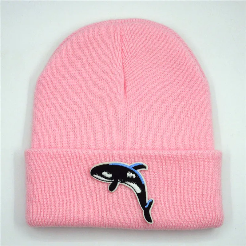 LDSLYJR хлопковая плотная вязаная шапка с вышивкой в виде дельфина зимняя теплая