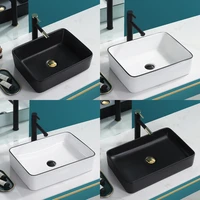 nordic black above counter basin household wash basin single basin ceramic washbasin pool white square bathroom balcony basin