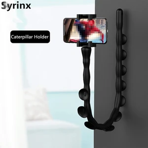 new cute caterpillar lazy bracket mobile phone desktop bicycle car holder worm flexible suction cup stand home wall live support free global shipping