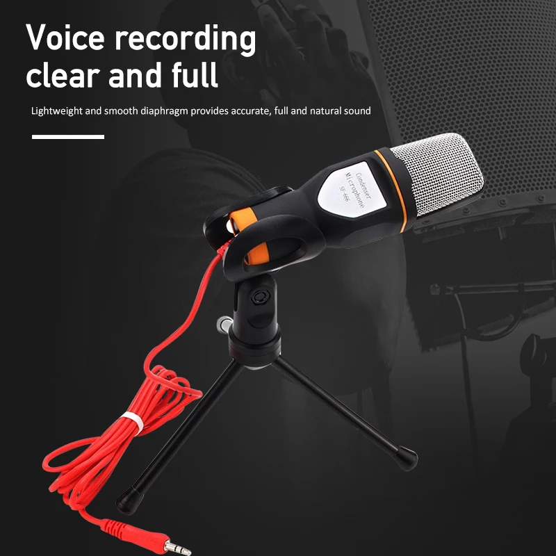 Конденсаторный микрофон для записи штекер 3 5 мм настольный штатив домашняя