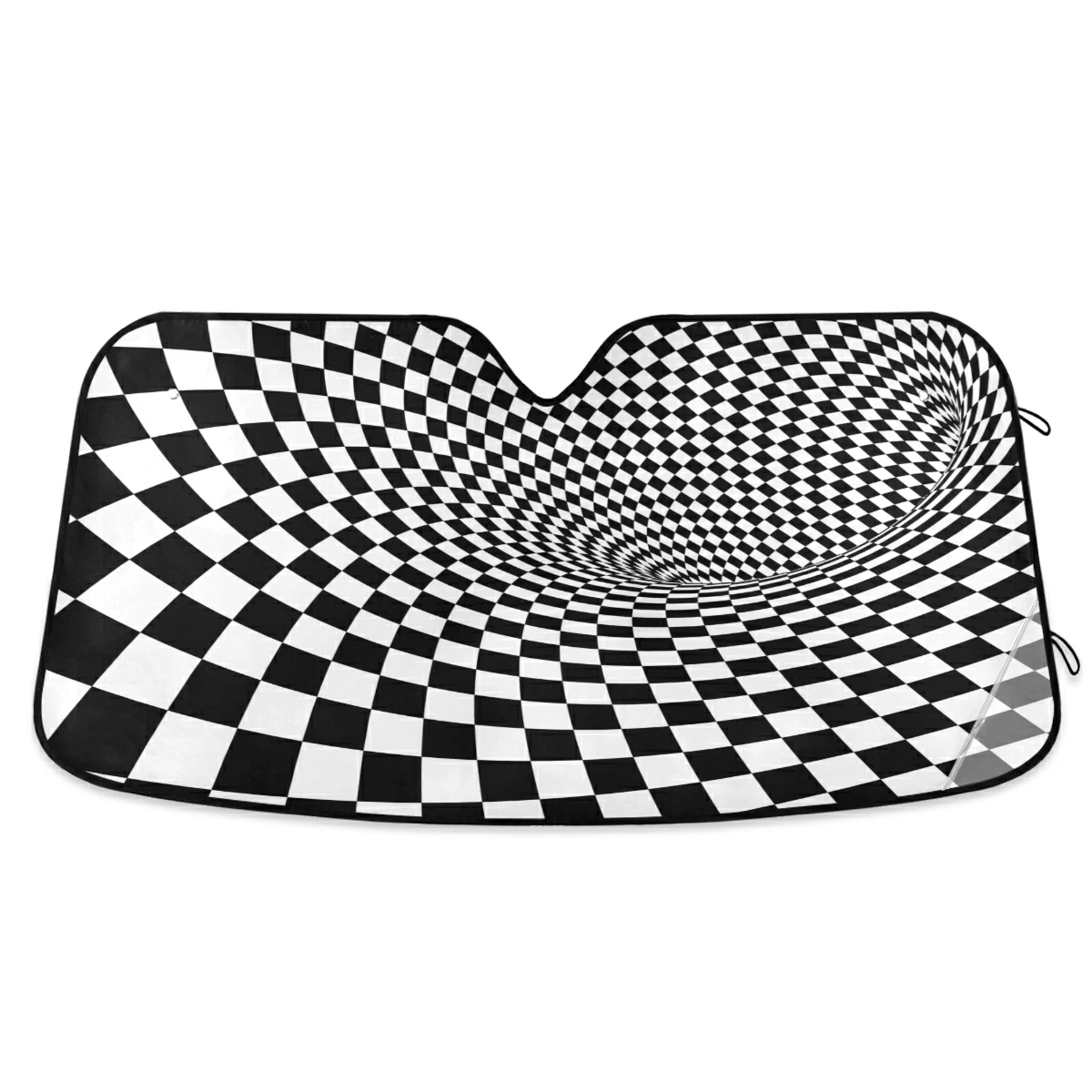 

3D Vortex Illusion Black White Geometric Car Sun Visor Heat Resistant UV Protection Windshield Sunshade Car Windscreen Cover