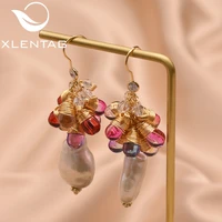 xlentag natural water drop baroque pearls colorful drop earrings women birthday gift wedding earings hook boho jewellery ge0840