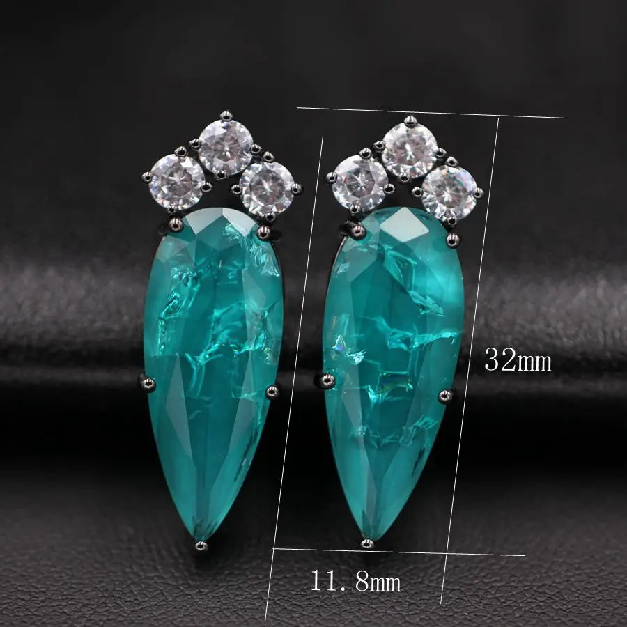 

Water Drop Design Fusion Stud Earrings For Women Nature Stone crystal Glass Earrings Party Fashion Rhinestone Jewelry For Female