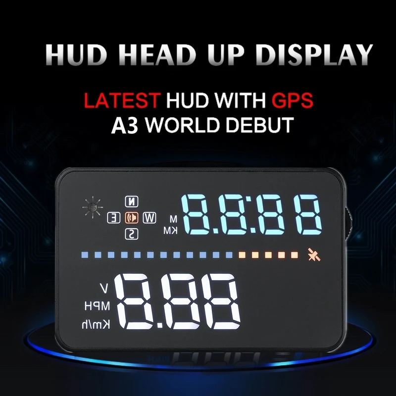 A3 3.5 inch HUD Head Up Display OBD2 EUOBD Windscreen Projector with GPS Speeding Warning Car Driving Distance | Автомобили и