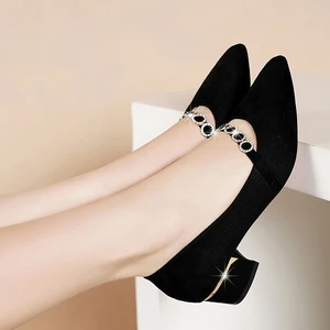 Spring Autumn New Low-Heeled Single Shoes Womens Thick-Heeled  Work Shoes Work Professional Shoes Dr