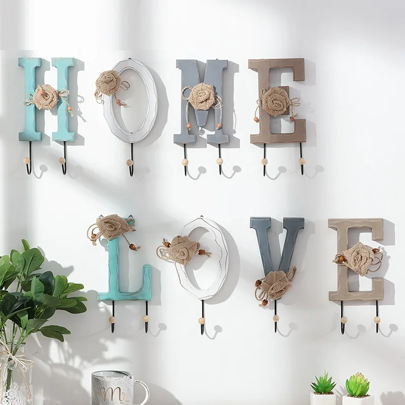 

Wall Hanging Wood Key Hanger Holder Wall Organizer Rectangle House Shape Key Rack Hooks Coat Hooks Home Decoration Coat Hanger