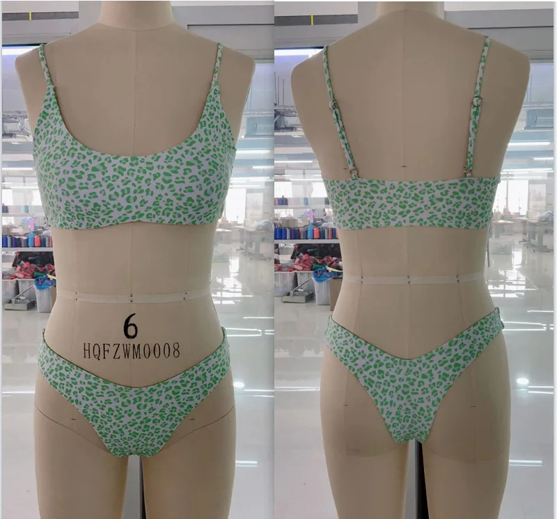 

2021 main push ladies swimsuit three-piece swimsuit green leopard dot sexy bikini set 2 piece sets womens