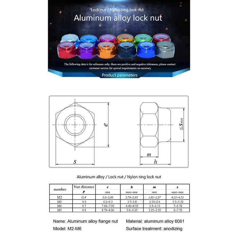 40 шт. алюминиевый сплав M2 гайка с замком Locknut винты защитой от свободного действия