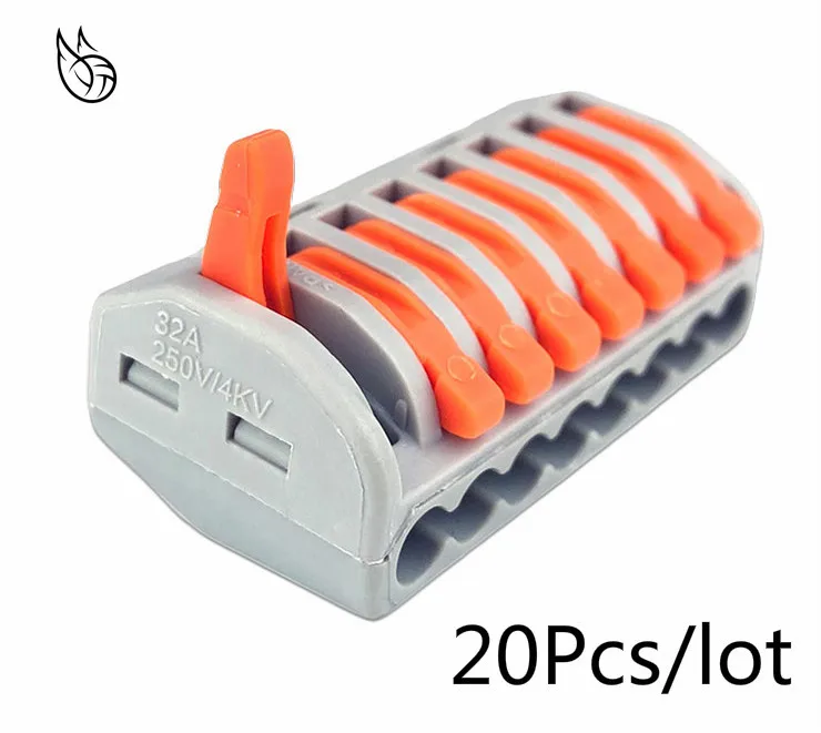 20Pcs PCT-218 PCT218 222-418 Universal Compact Wire Wiring Connector Connectors 8 pin Conductor Terminal Block With Lever | Обустройство