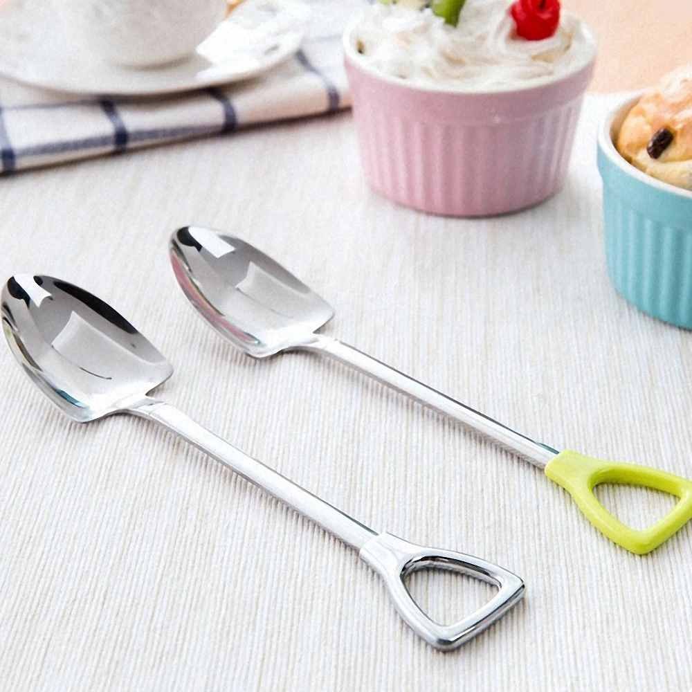 Прекрасный Детский металлический Нержавеющая сталь ложки Творческий Лопата