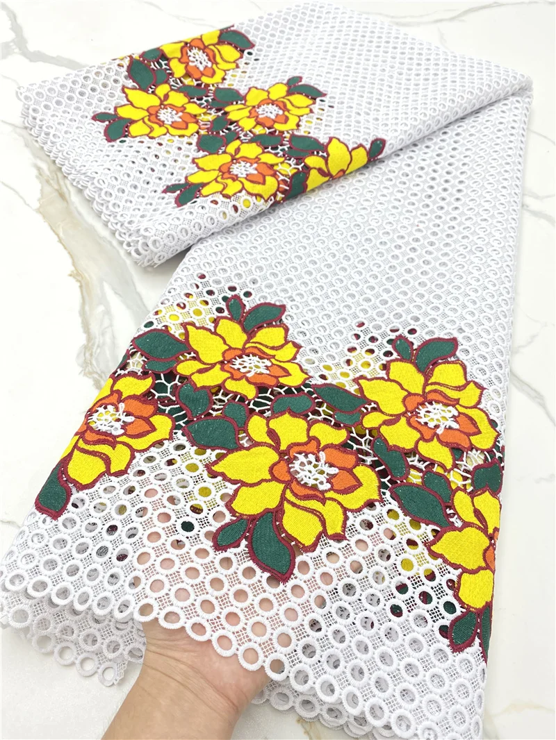 

PGC White African Lace Fabric 2021 High Quality Guipure Cord Lace Multicolour Nigerian Lace Fabrics For Wedding Sewing YA4158B-2
