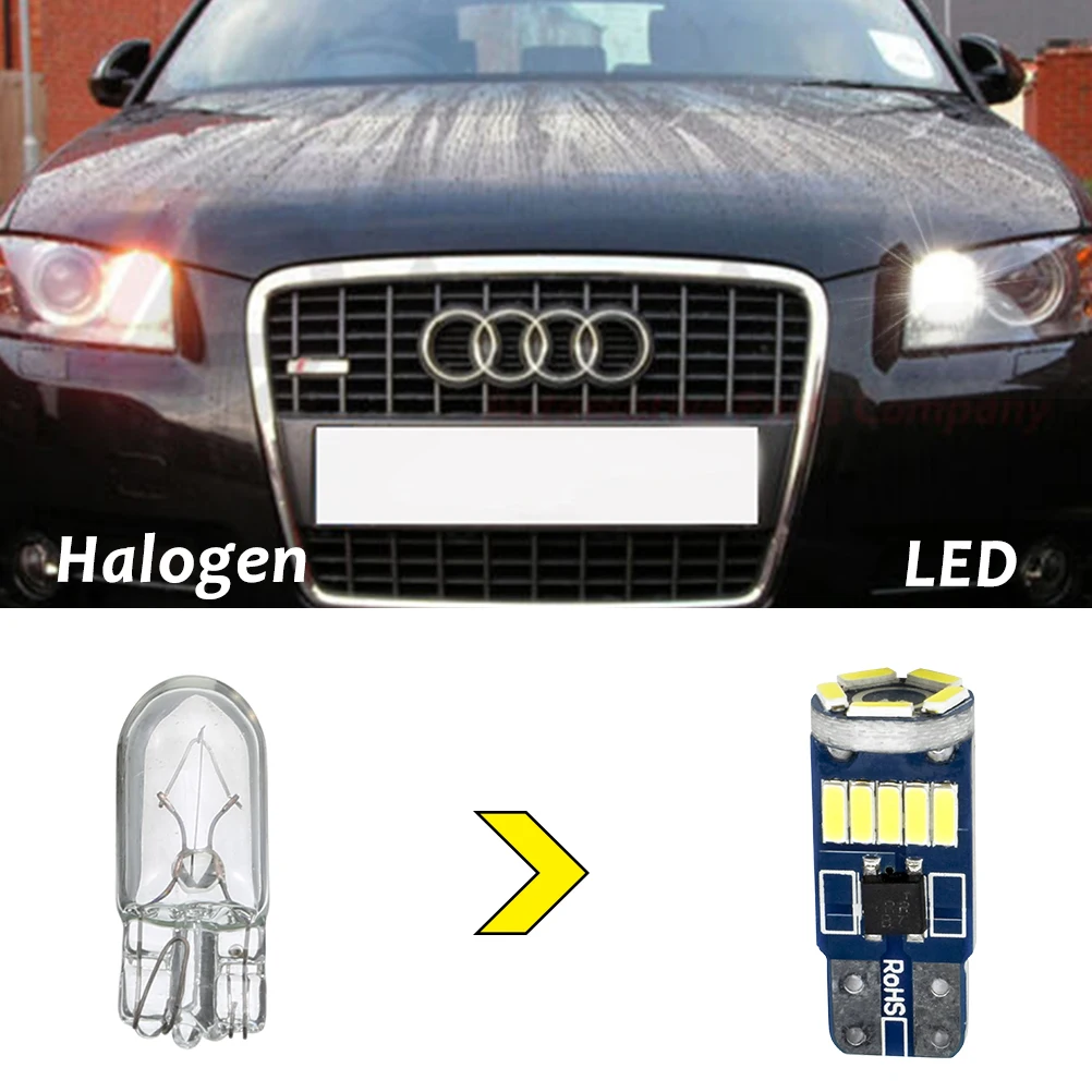 501 W5W T10 для Audi A3 A4 A6 C5 C6 Q7 TT Xenon White 15 SMD Светодиодные Габаритные огни без ошибок