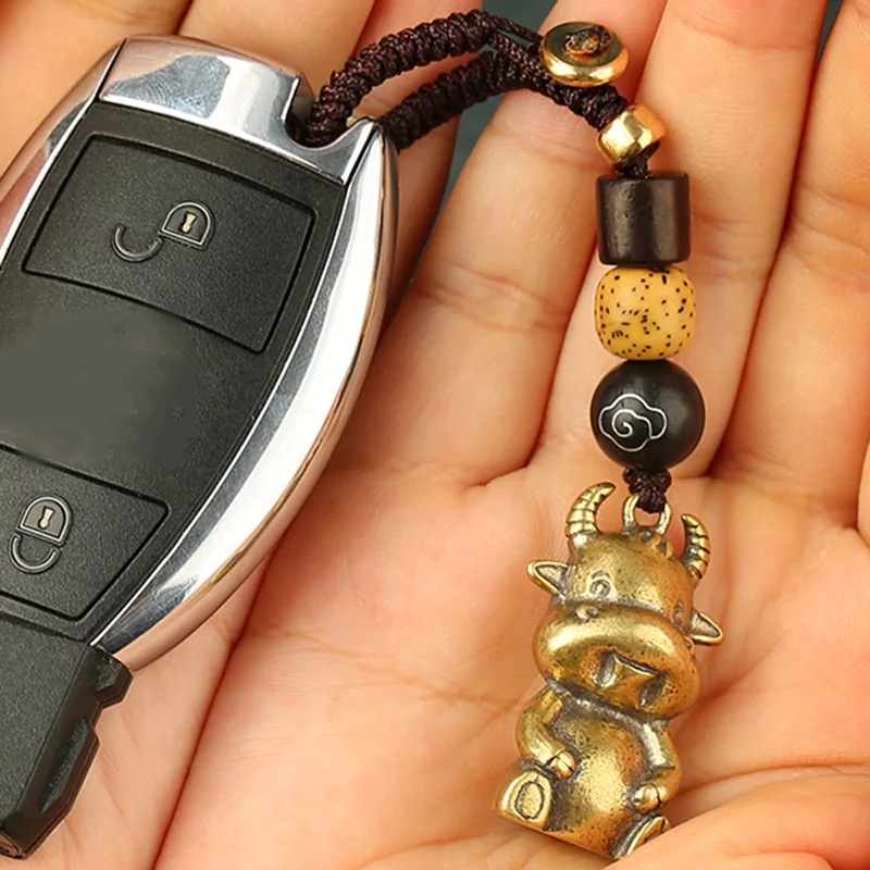 Зодиак из латуни брелок с фигуркой быка веревка подвесные безделушки винтажные