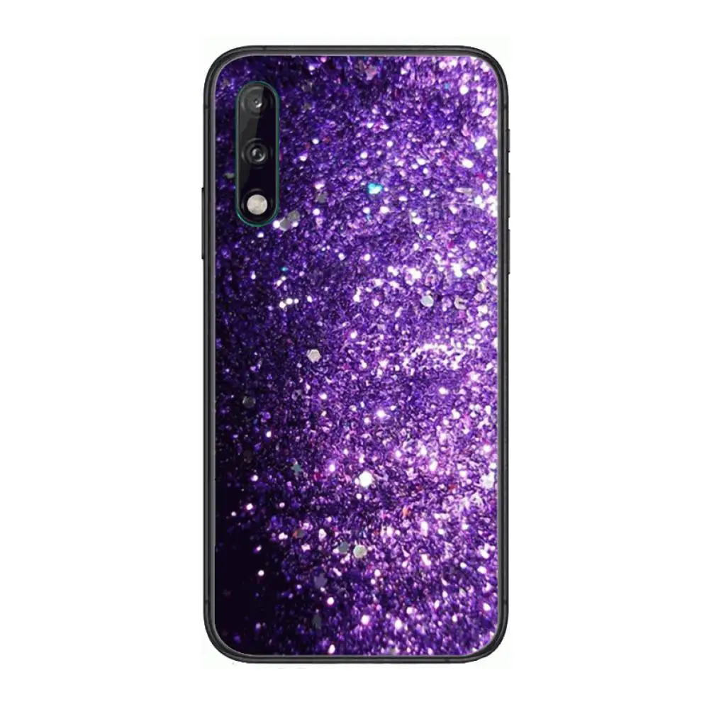 

Cover Lovely Purple Glitter Clear Phone Case For Huawei Y 5 6 7 8 9 A P S Pro 2020 2019 Black Etui Coque Hoesjes Comic Fashion