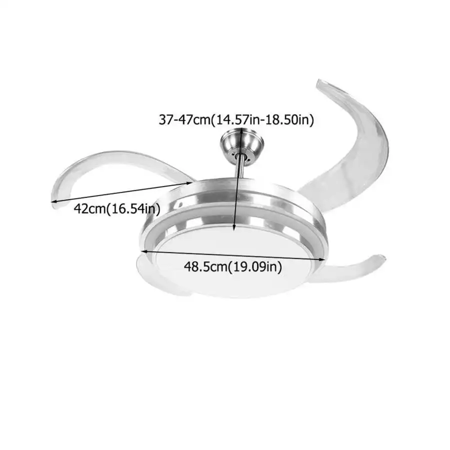 Светодиодный потолочный вентилятор с 4 лопастями 3 меняющихся цвета 42 дюйма