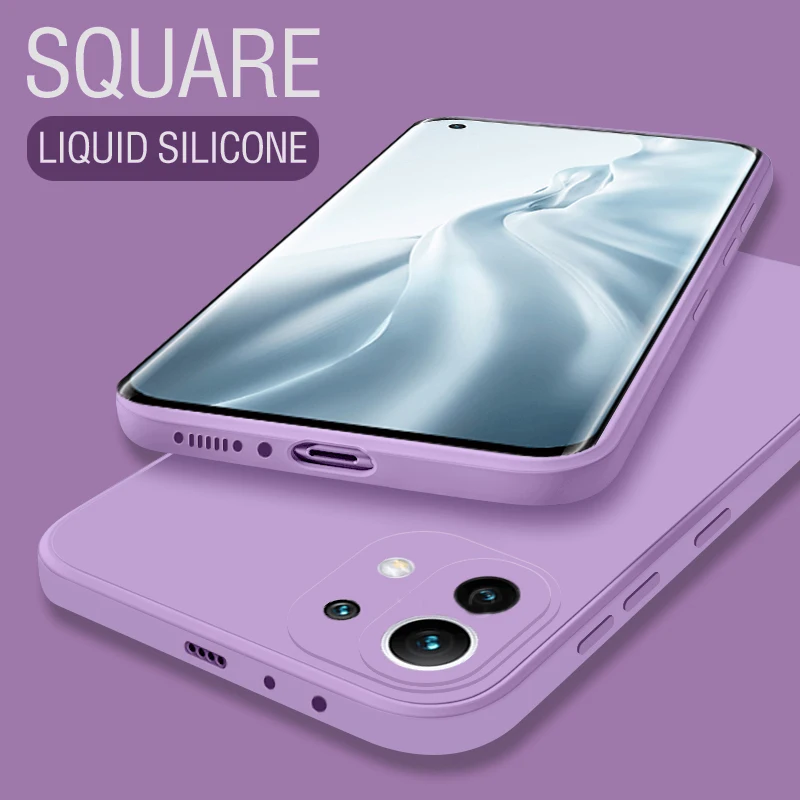 MI 10T mi 11 Pro Lite Case Square Liquid Silicone Soft Camera Lens Protection Cover For Xiaomi mi 10T 11 Lite 11 Pro Ultra 11i