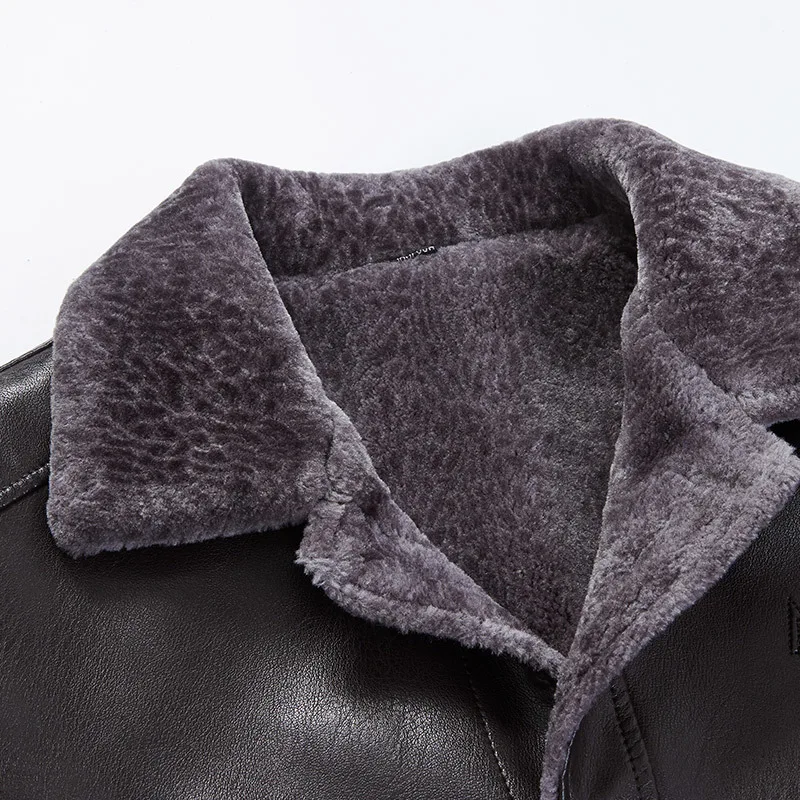 

new Sheepskin jacket Hot Sale Winter Thick Leather Garment Casual flocking Leather Jacket Men's Clothing Leather Jacket Men