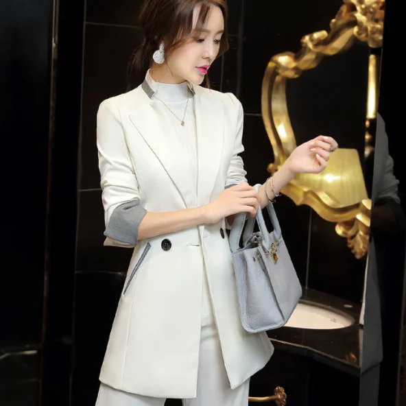 Женский маленький пиджак элегантный черный и белый повседневный весна осень