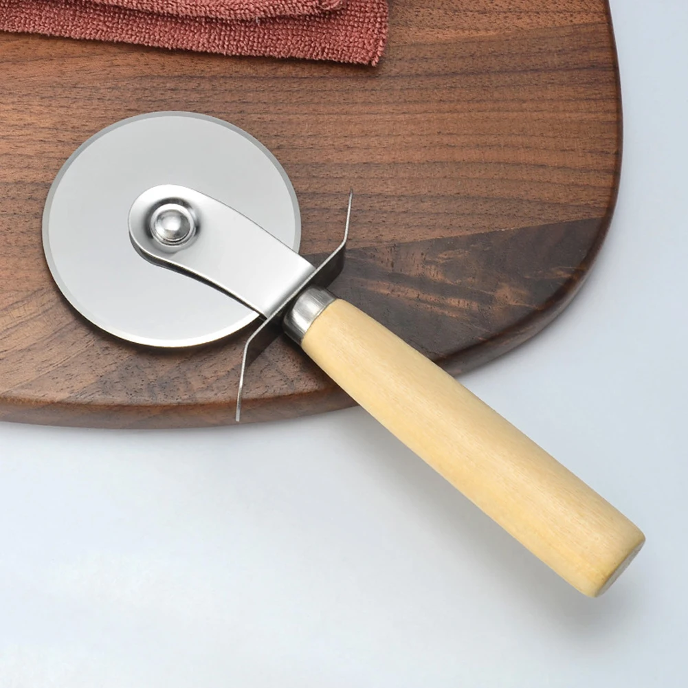 

2.3 inch household wooden handle stainless steel pizza cutter wheel cake waffle tool baking tool accessories kitchen accessories