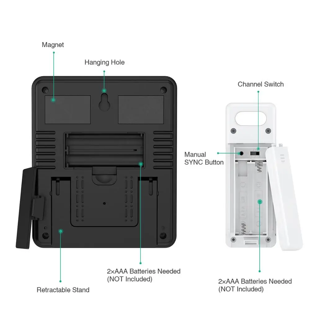 Цифровой беспроводной термометр гигрометр с сенсорным экраном и ЖК-экраном для