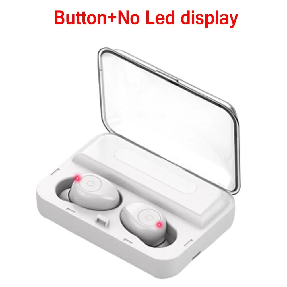Button white TWS светодиодный дисплей мини беспроводной стерео Bluetooth 5,0 наушники водонепроницаемый зарядный мини невидимая кнопка - Цвет: Button white
